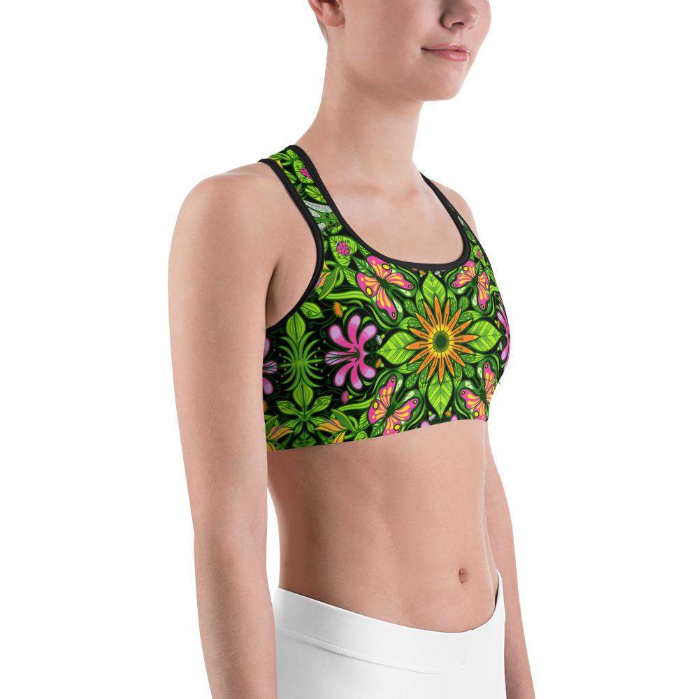 Magical garden full of flowers and insects Sports bra-Sports bras