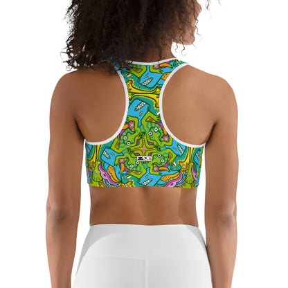 To keep calm and doodle is more than just doodling Sports bra. Back view