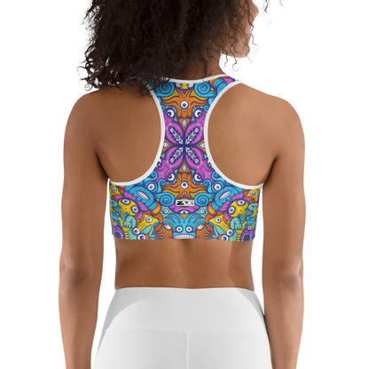 The ultimate sea beasts cast from the deep end of the ocean Sports bra. Back view