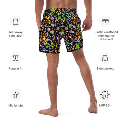 Ocean critters pattern mandala Men's swim trunks. Specifications