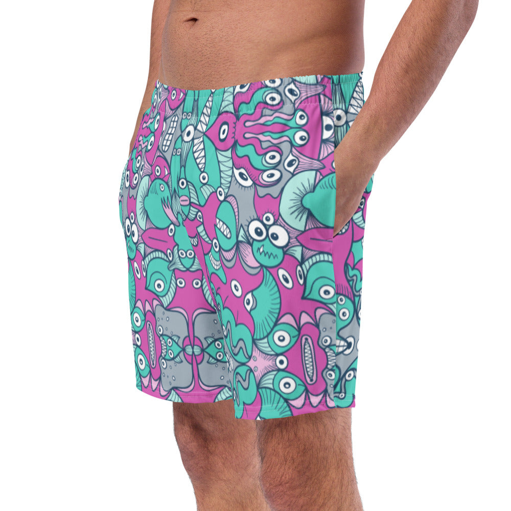 Sea creatures from an alien world Men's swim trunks. Side view