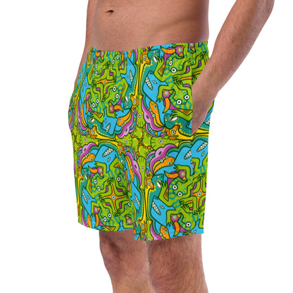 To keep calm and doodle is more than just doodling Men's swim trunks. Front view