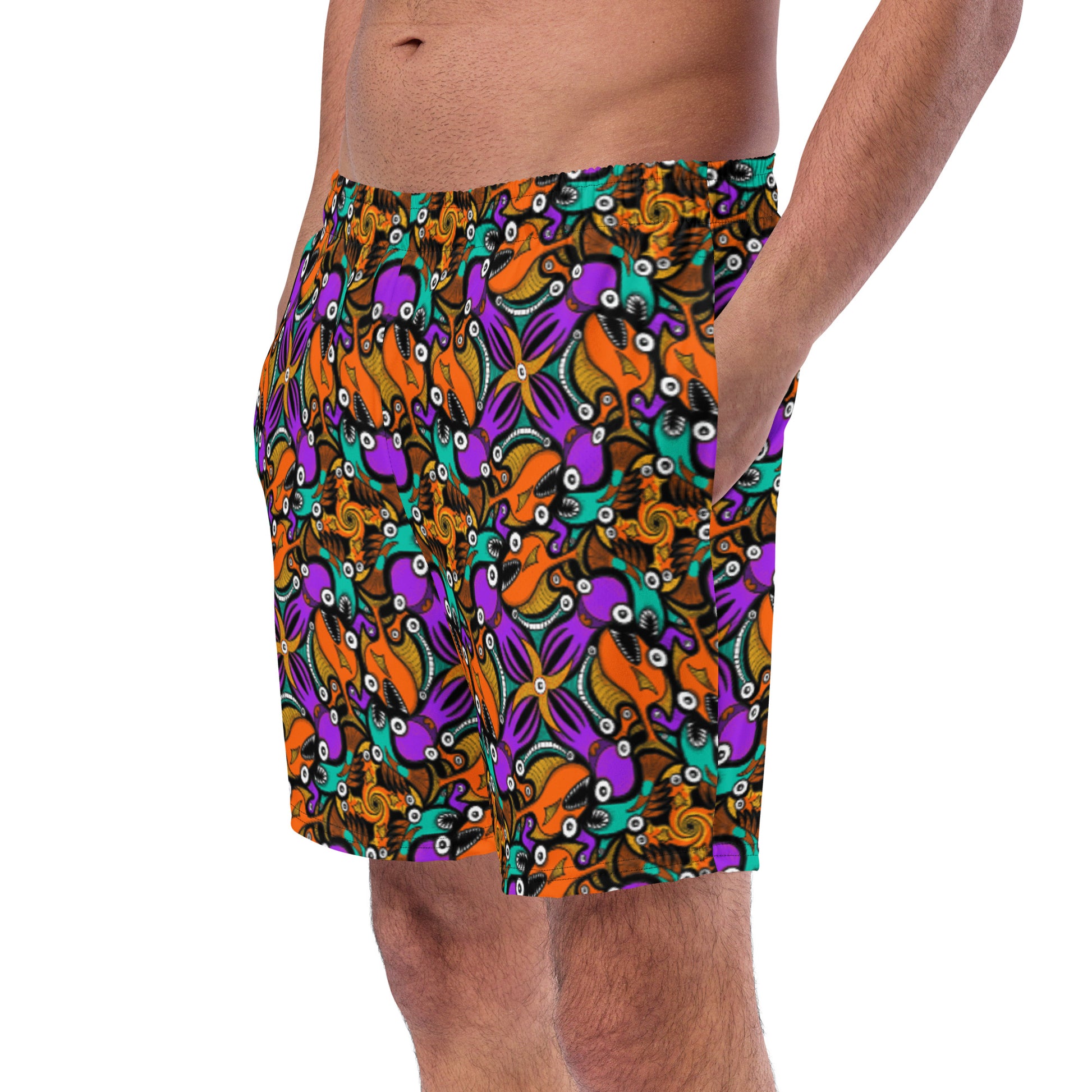 Mesmerizing creatures straight from the deep ocean Men's swim trunks. Left front view