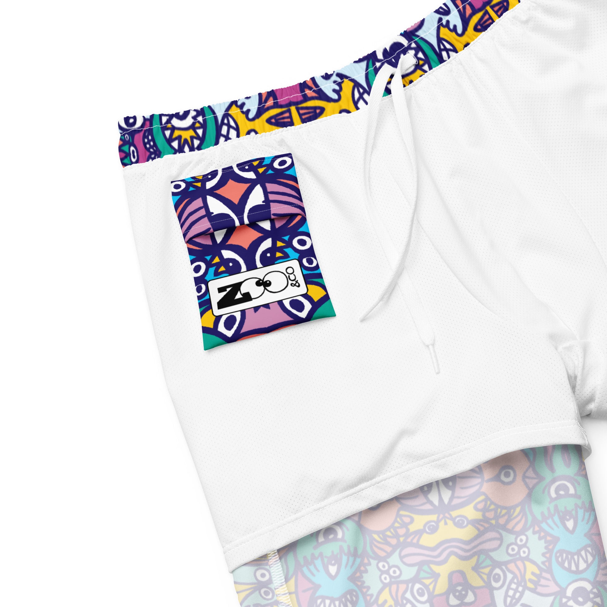 Whimsical design featuring multicolor critters from another world Men's swim trunks. Product details. Interior pocket