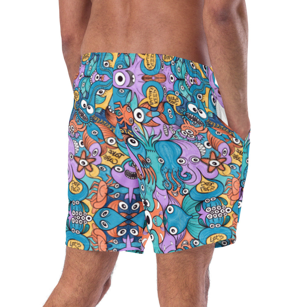Wake up, time to take care of our sea Men's swim trunks. Back view