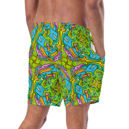 To keep calm and doodle is more than just doodling Men's swim trunks. Back view