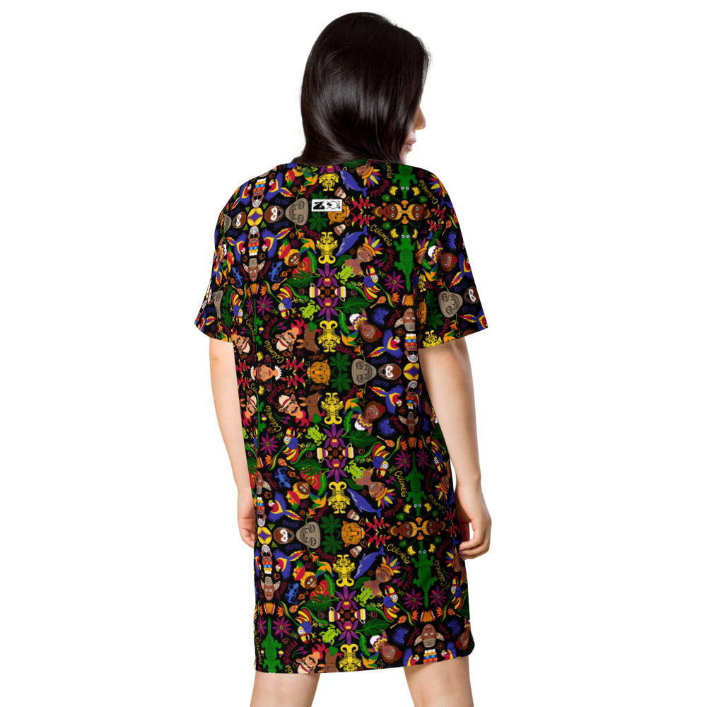 Colombia, the charm of a magical country T-shirt dress. Back view