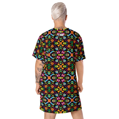Mexican wrestling colorful party T-shirt dress. Back view