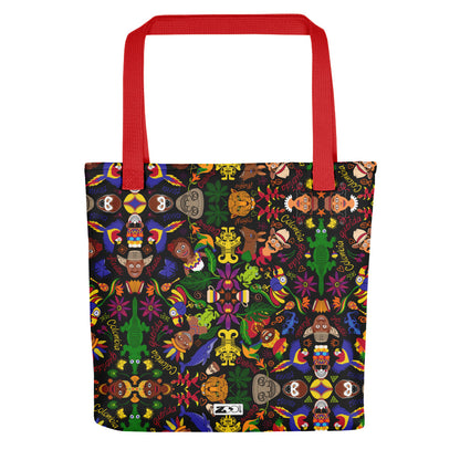 Colombia, the charm of a magical country Tote bag. Red handles