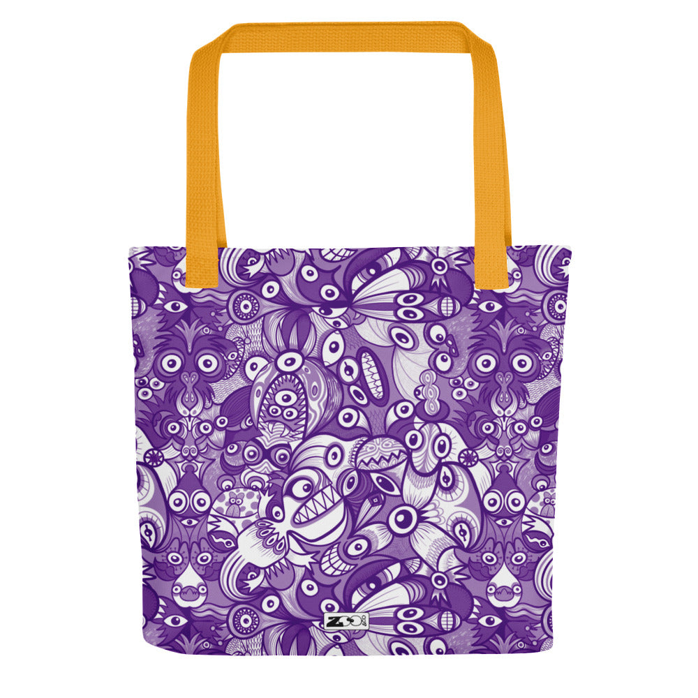 Fabulous blue critters Doodle art All-over print Tote bag