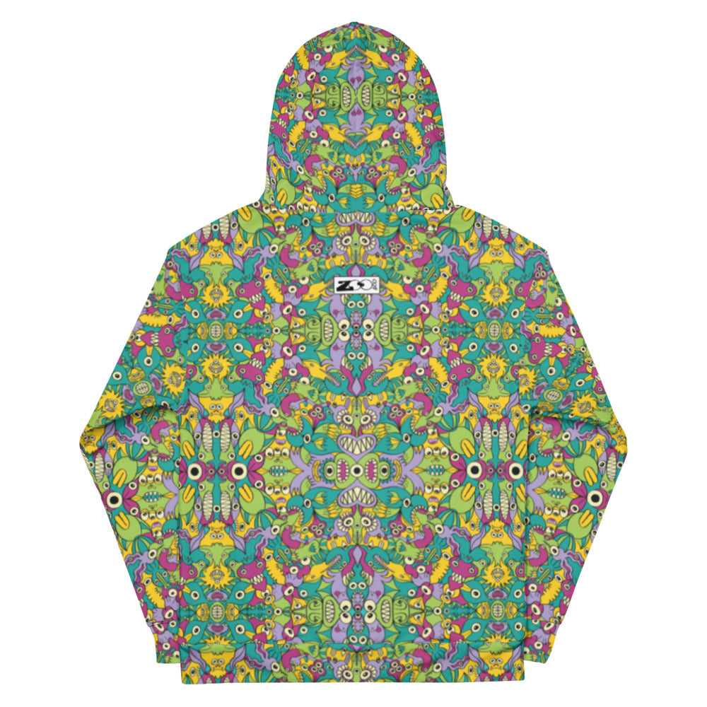 It’s life but not as we know it pattern design All over-print Unisex Hoodie. Back view