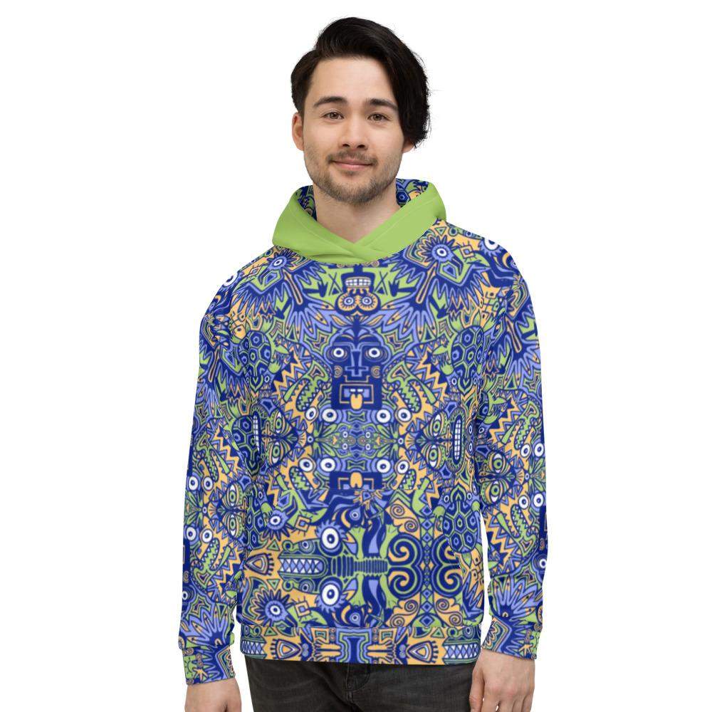 Playful Pre-columbian symbols pattern Unisex Hoodie-Unisex hoodies