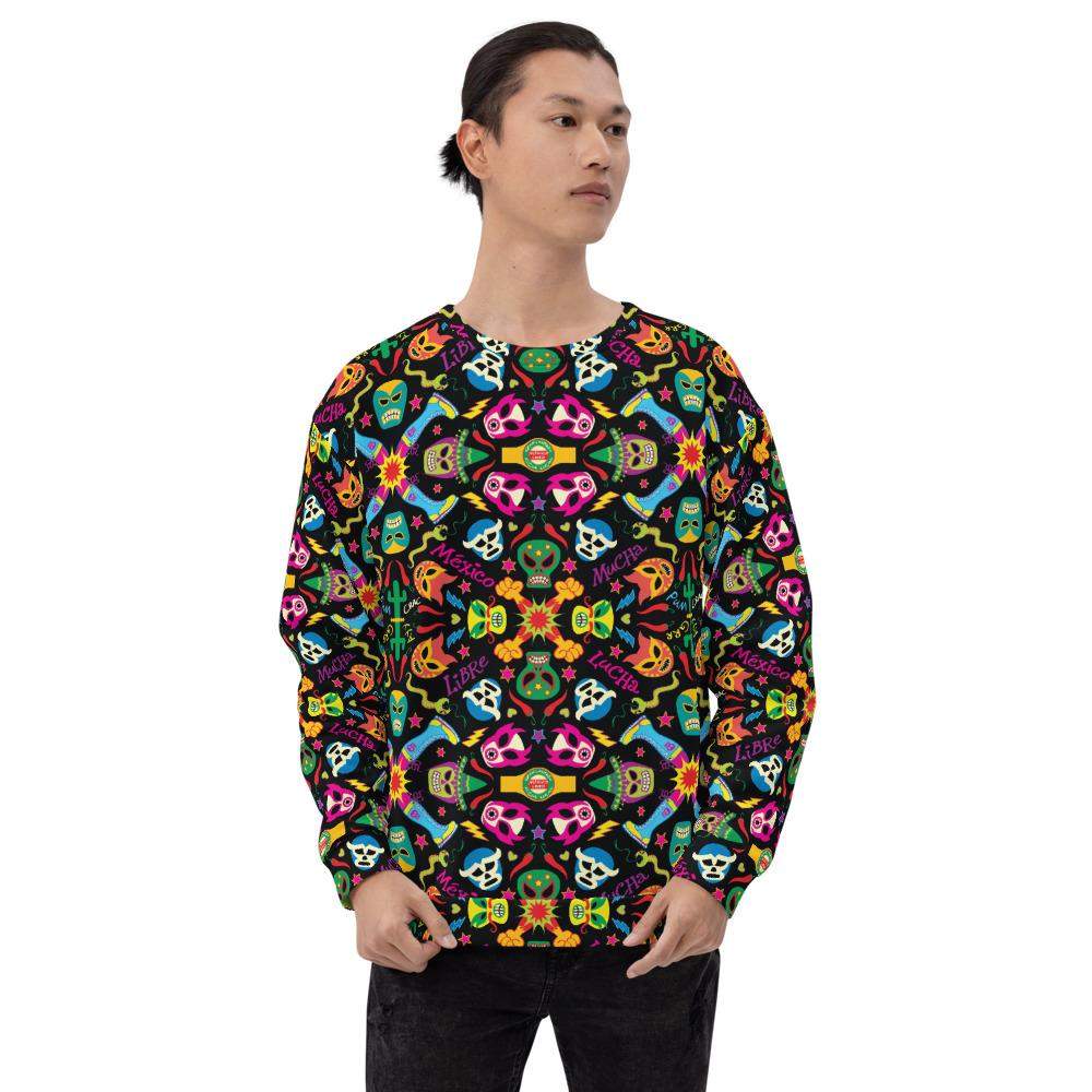 Mexican wrestling colorful party Unisex Sweatshirt-Unisex sweatshirts