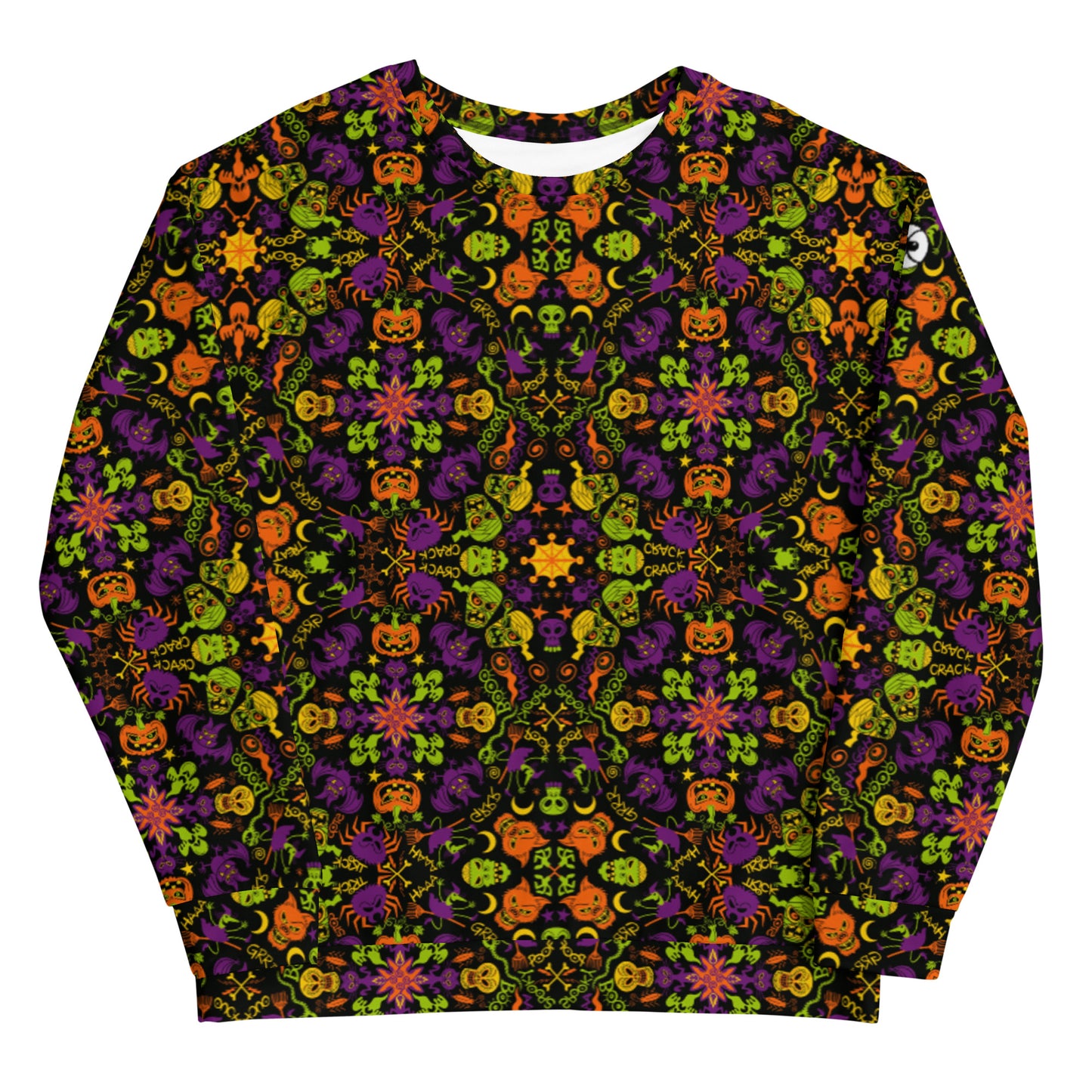 All Halloween stars in a creepy pattern design Unisex Sweatshirt. Front view