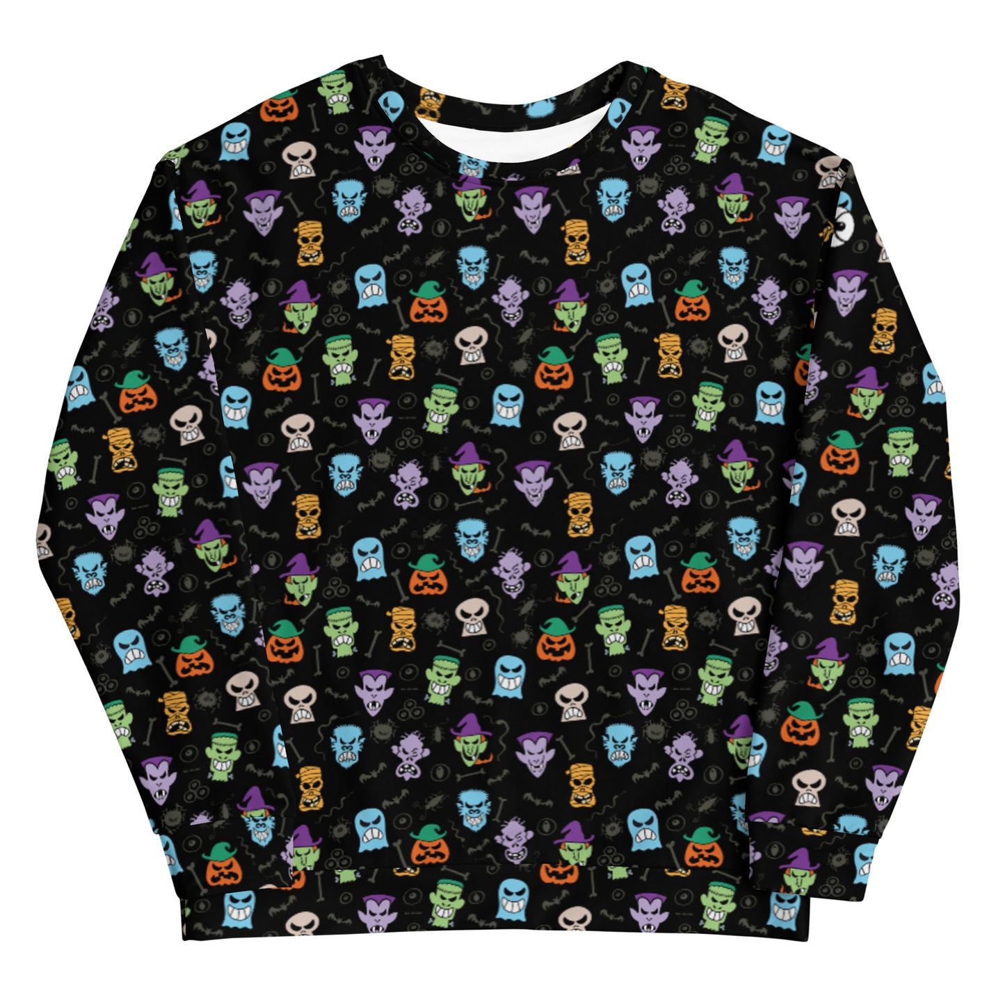 Scary Halloween faces Unisex Sweatshirt. Front view
