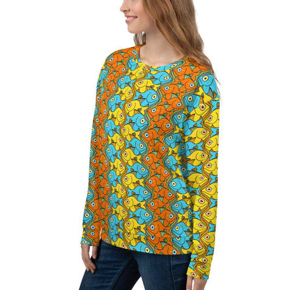 Smiling colorful fishes pattern Unisex Sweatshirt-Women's sweatshirts