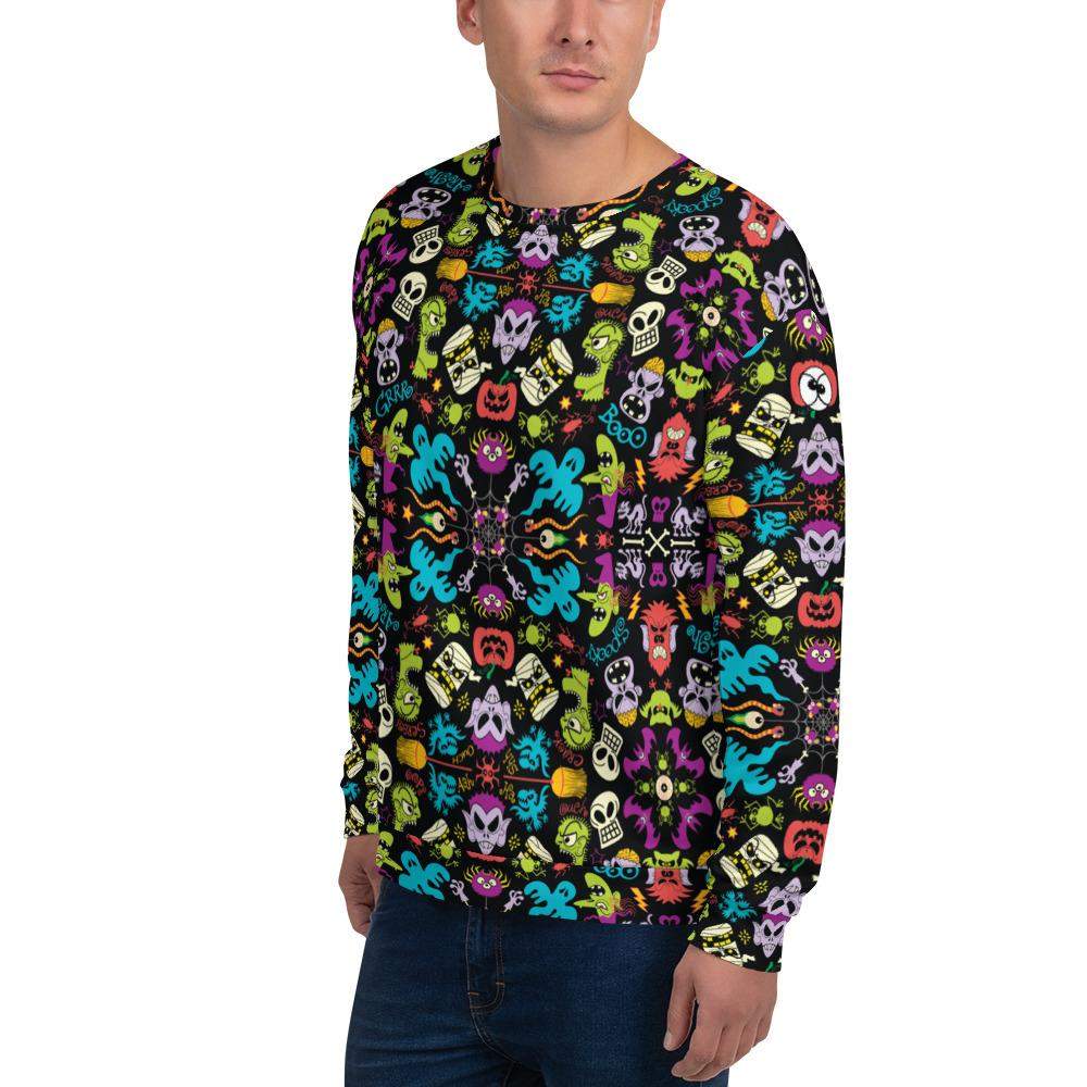 Spooky Halloween characters in a pattern design Unisex Sweatshirt-Unisex sweatshirts