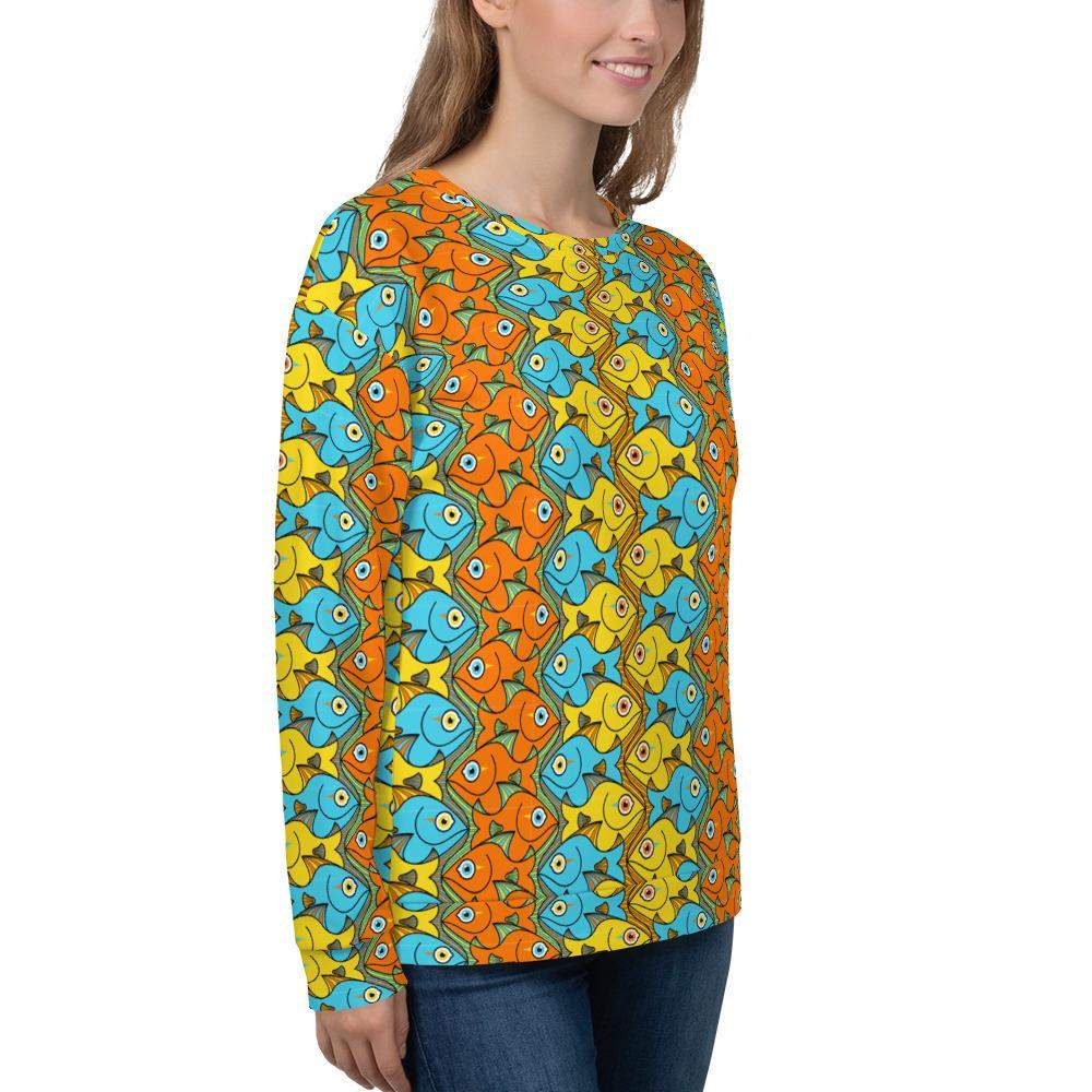 Smiling colorful fishes pattern Unisex Sweatshirt-Women's sweatshirts