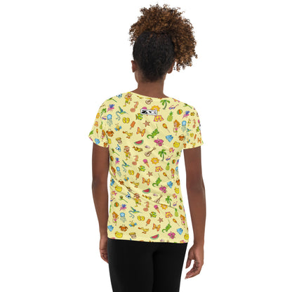 Enjoy happy summer pattern design All-Over Print Women's Athletic T-shirt. Back view
