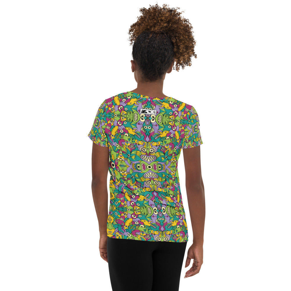 It's life but not as we know it pattern design All-Over Print Women's Athletic T-shirt. Back view