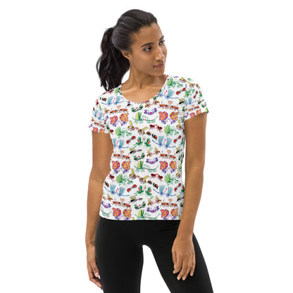 Cool insects madly in love All-Over Print Women's Athletic T-shirt. Front view