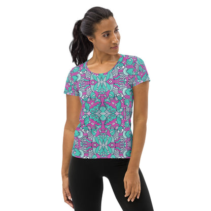Sea creatures from an alien world All-Over Print Women's Athletic T-shirt. Front view