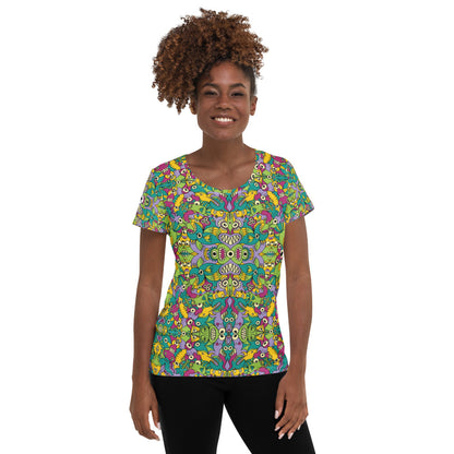 It's life but not as we know it pattern design All-Over Print Women's Athletic T-shirt. Front view