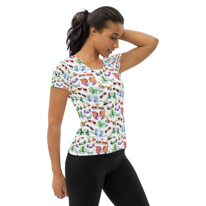 Cool insects madly in love All-Over Print Women's Athletic T-shirt. Side view