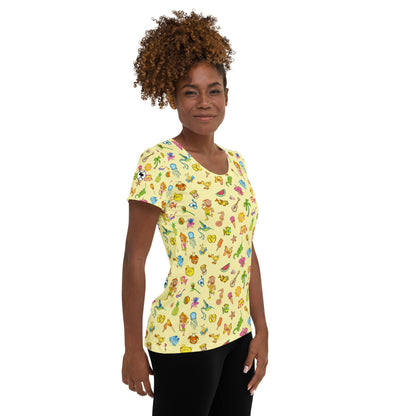 Enjoy happy summer pattern design All-Over Print Women's Athletic T-shirt. Side view