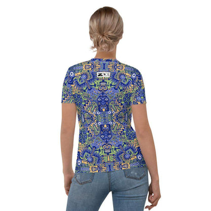 Playful Pre-columbian symbols pattern Women's T-shirt-All-over print T-Shirts