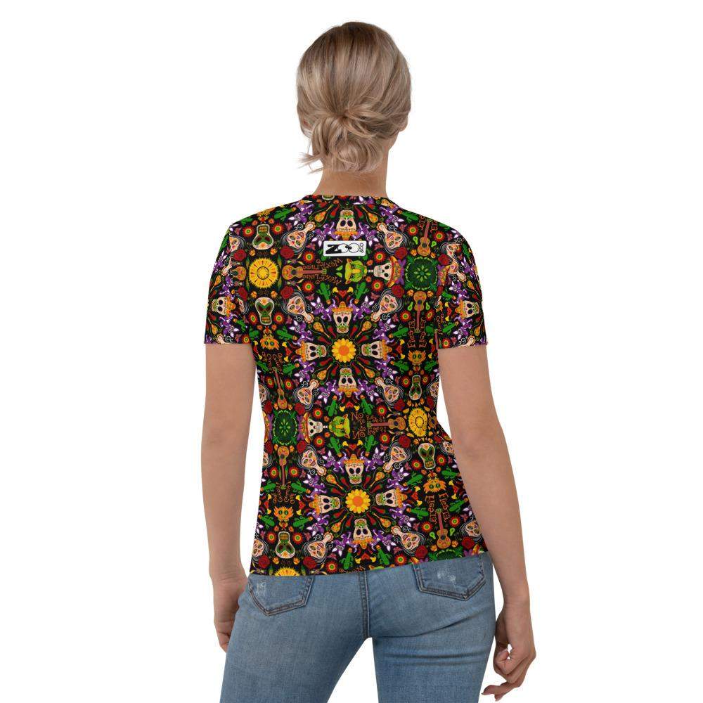 Mexican skulls celebrating the Day of the dead Women's T-shirt-All-over print T-Shirts