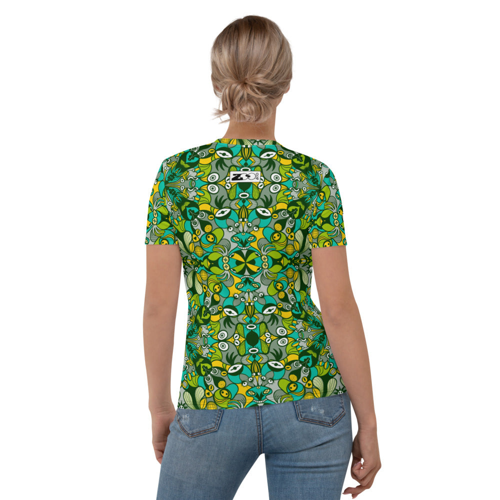 Join the funniest alien doodling network in the universe Women's T-shirt. Back view