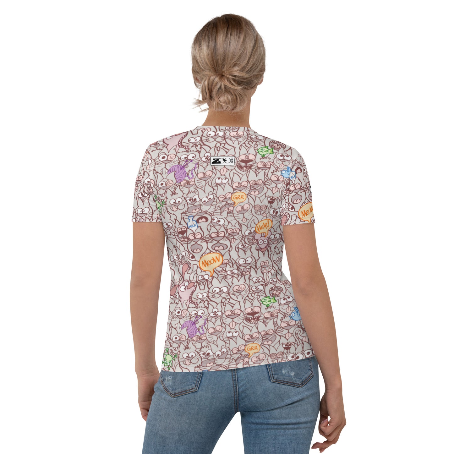 Exclusive design for real cat lovers All-over print Women's T-shirt. Back view