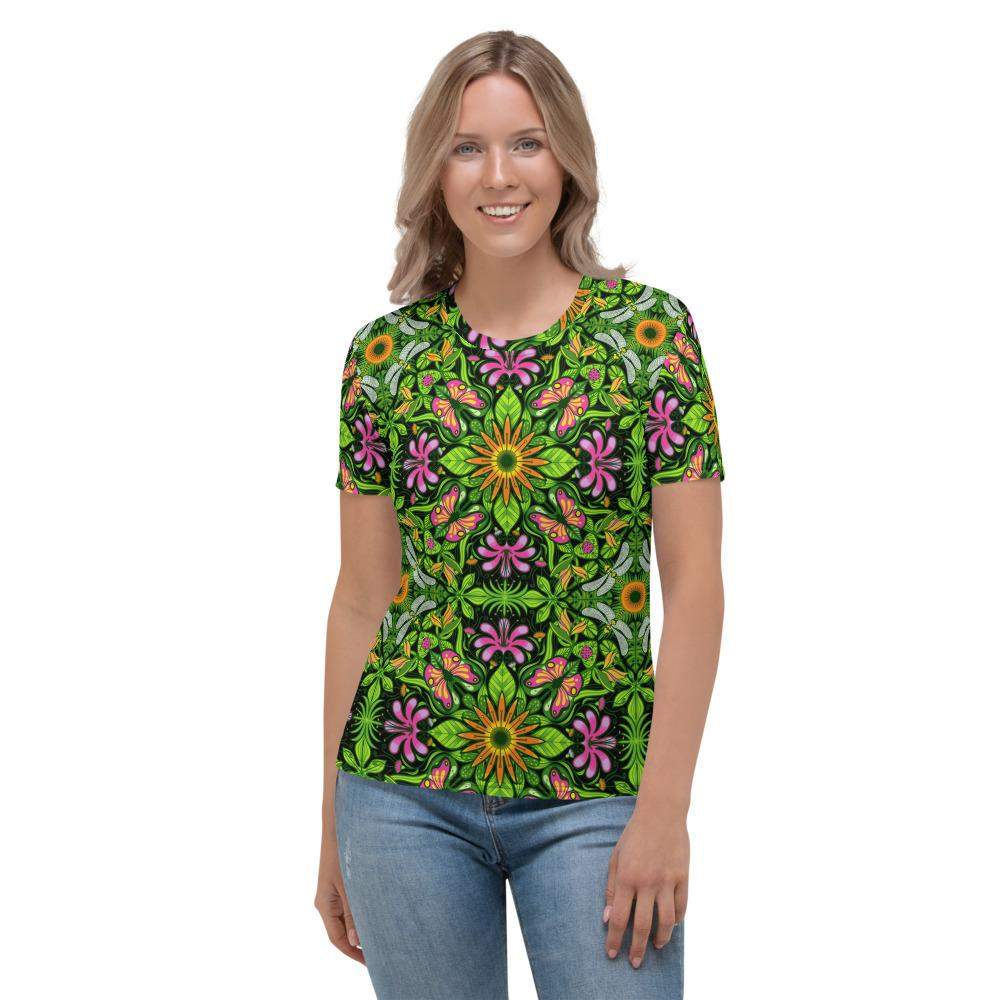 Magical garden full of flowers and insects Women's T-shirt-All-over print T-Shirts