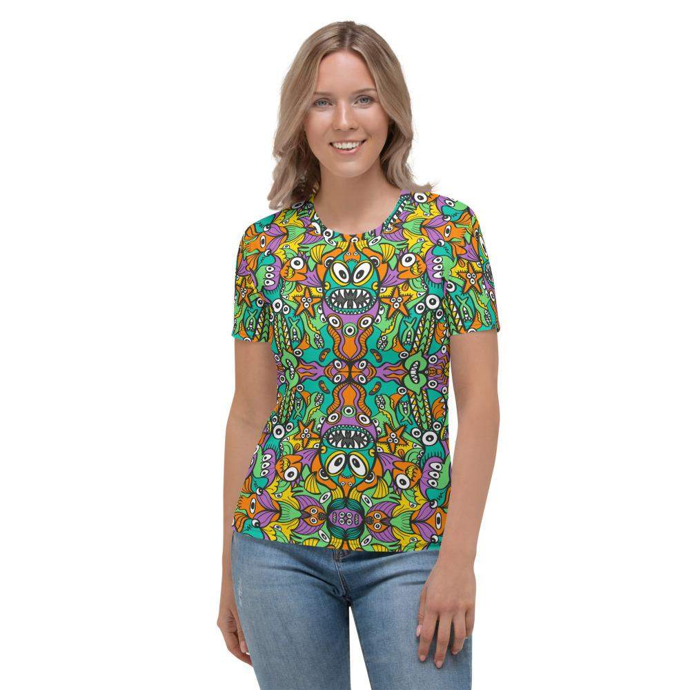 The vast ocean is full of doodle critters Women's T-shirt-All-over print T-Shirts