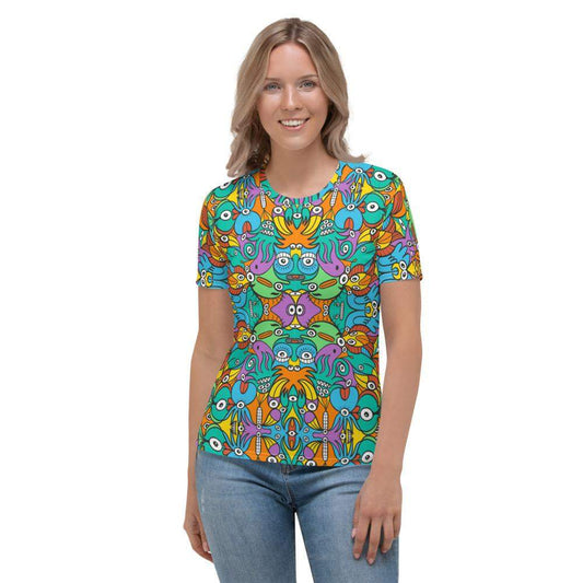 Fantastic doodle world full of weird creatures Women's T-shirt-All-over print T-Shirts