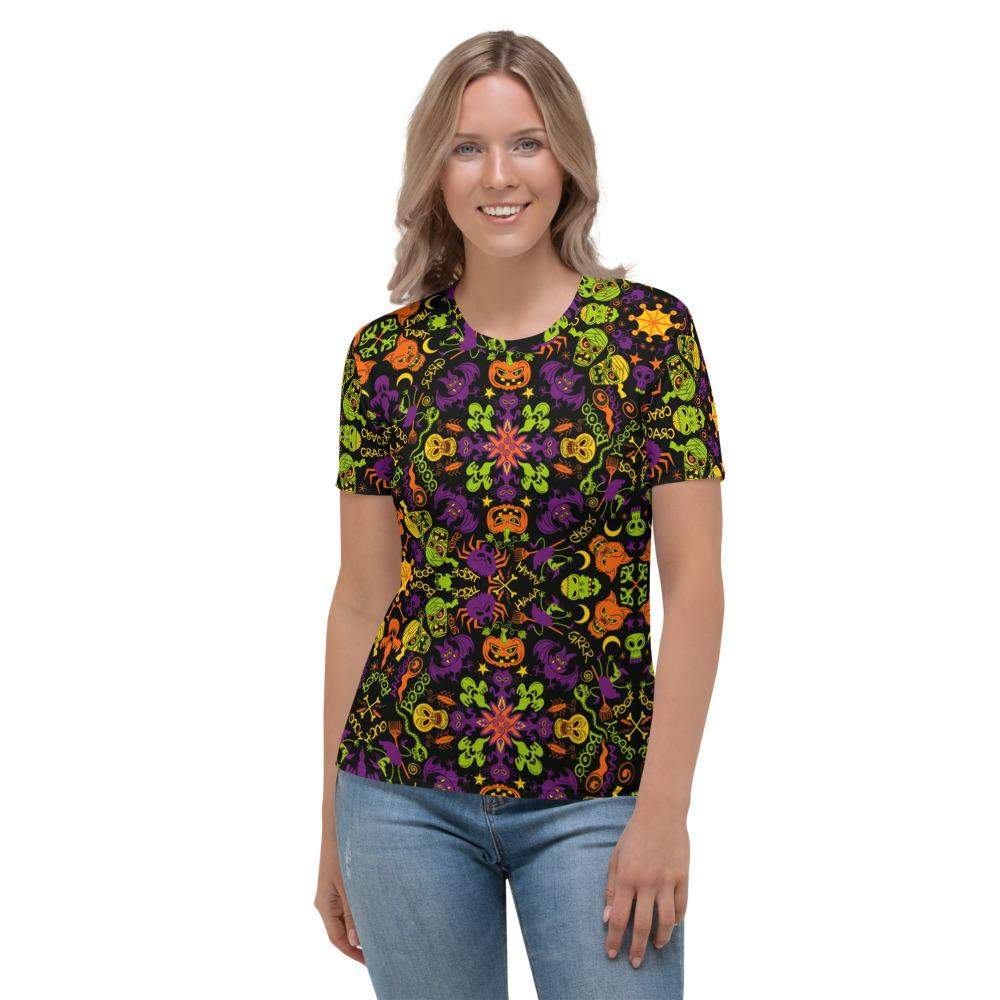 All Halloween stars in a creepy pattern design Women's T-shirt-All-over print T-Shirts