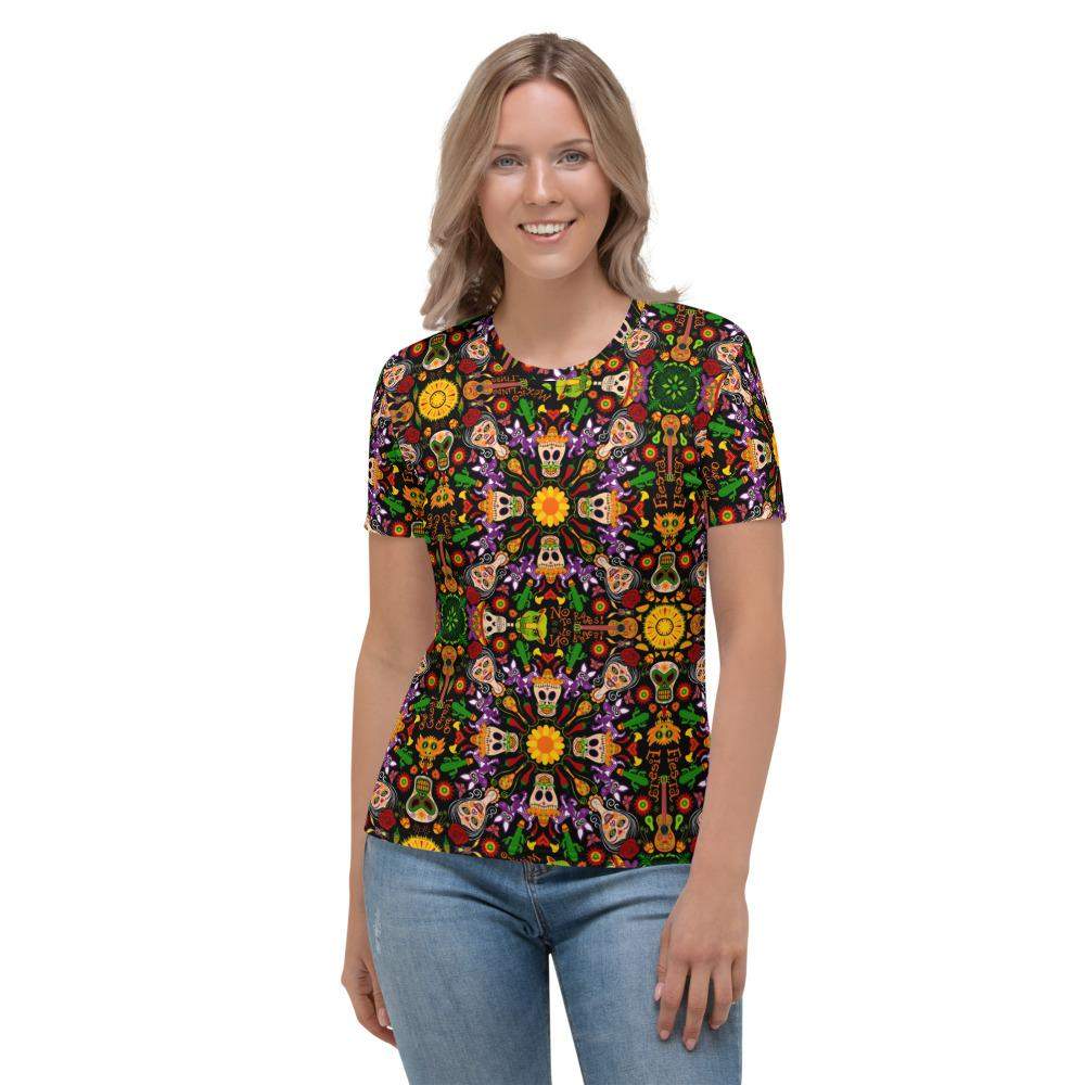 Mexican skulls celebrating the Day of the dead Women's T-shirt-All-over print T-Shirts