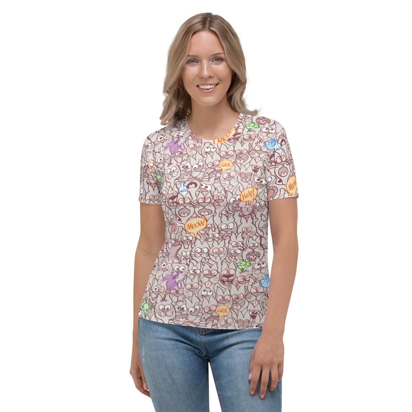 Exclusive design for real cat lovers All-over print Women's T-shirt. Front view