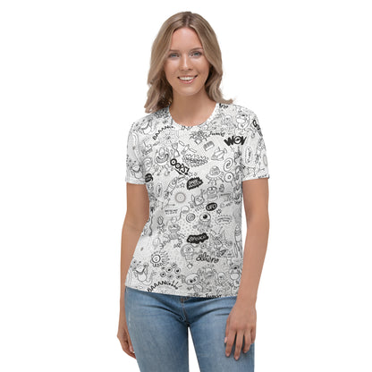 Celebrating the most comprehensive Doodle art of the universe Women's T-shirt. Front view