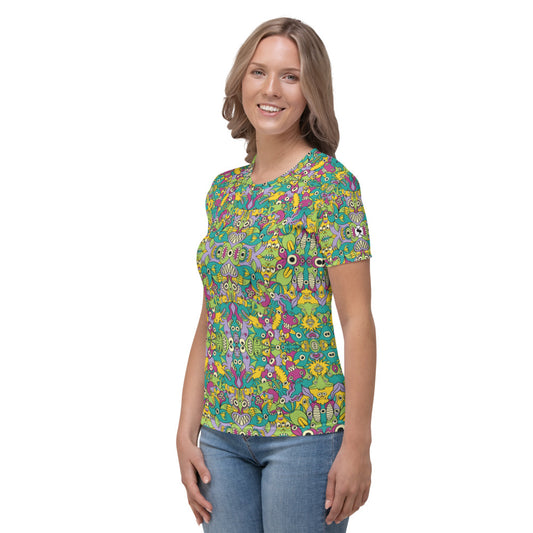 It’s life but not as we know it pattern design Women's T-shirt. Side view