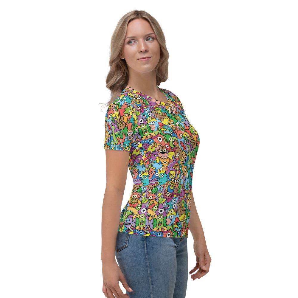Cheerful crowd enjoying a lively carnival Women's T-shirt-All-over print T-Shirts