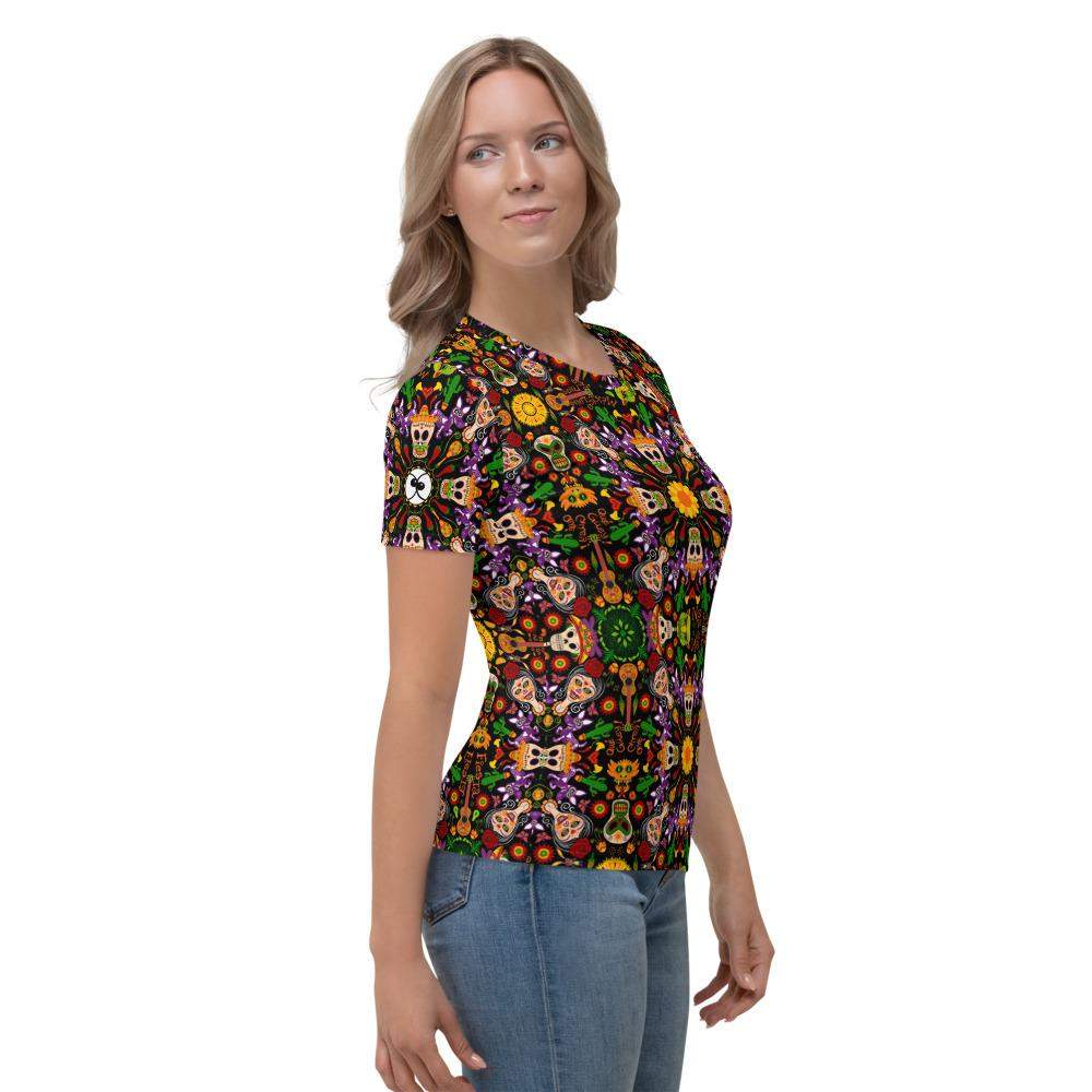 Mexican skulls celebrating the Day of the dead Women's T-shirt-All-over print T-Shirts