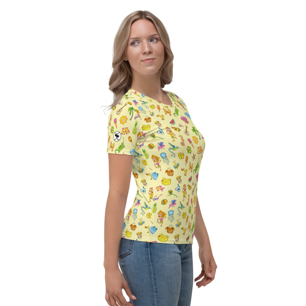 Enjoy happy summer pattern design All over print Women's T-shirt. Side view