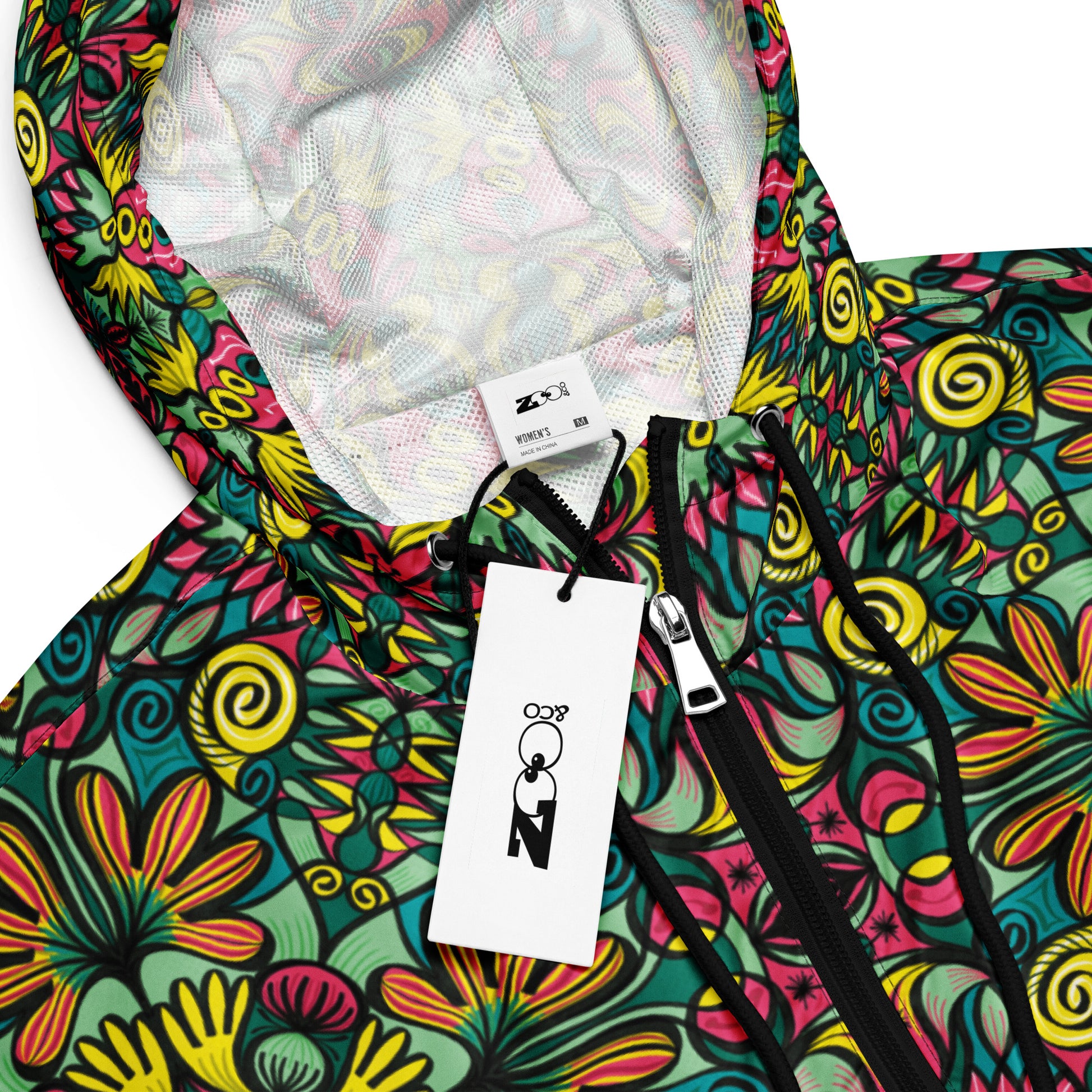 Exploring Jungle Oddities: Inspiration from the Fascinating Wildflowers of the Tropics. Women’s cropped windbreaker. Product detail