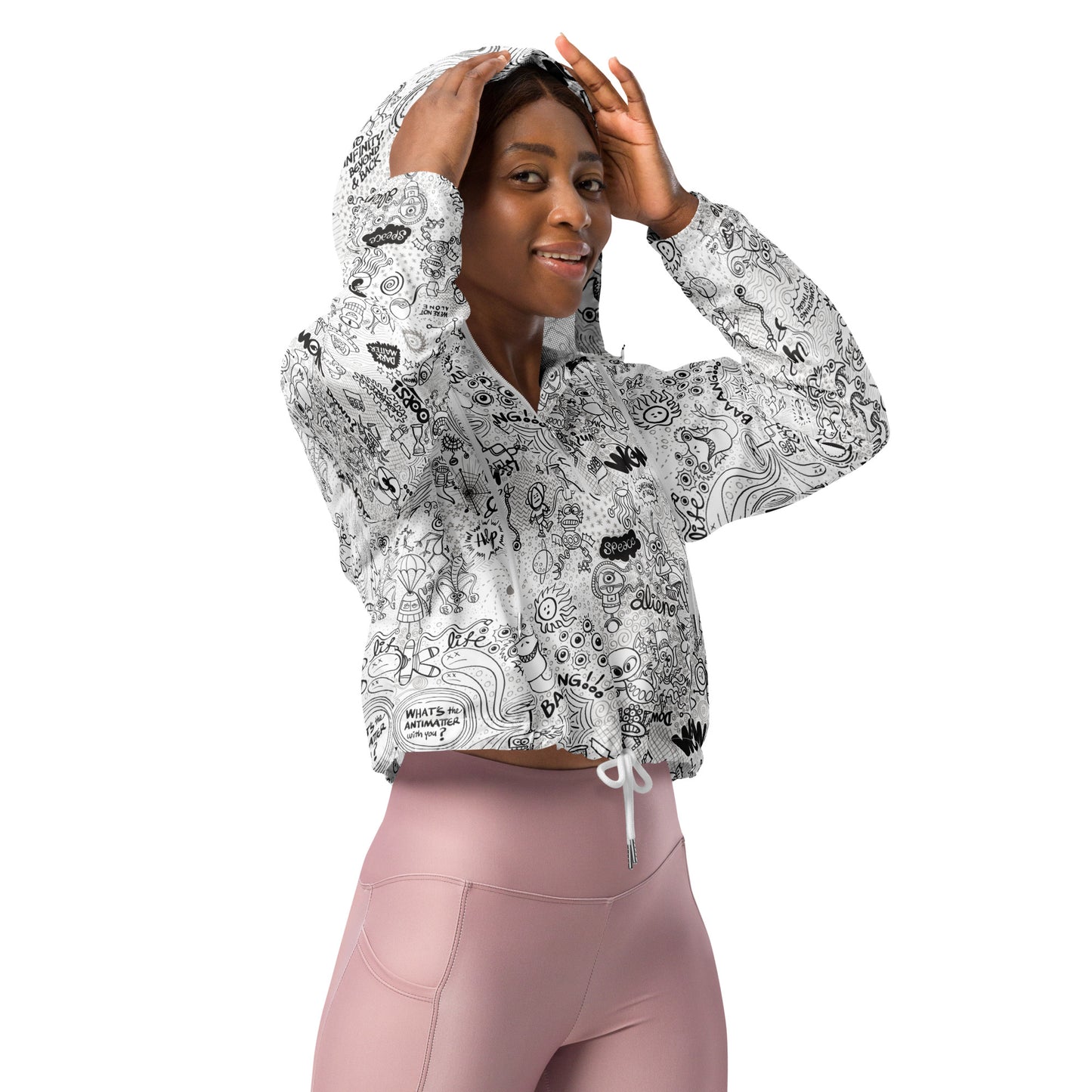 Celebrating the most comprehensive Doodle art of the universe Women’s cropped windbreaker. Overview