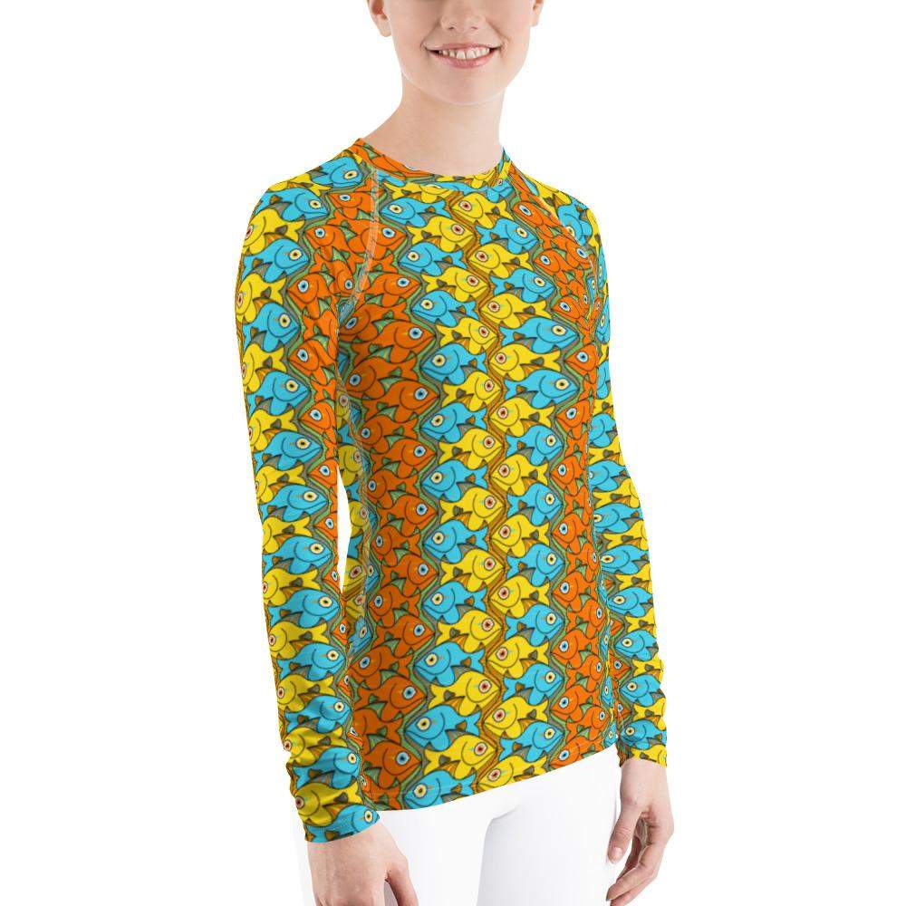 Fish Pattern Rash Guard Smiling fishes colorful pattern Women's Rash Guard – Zoo&co