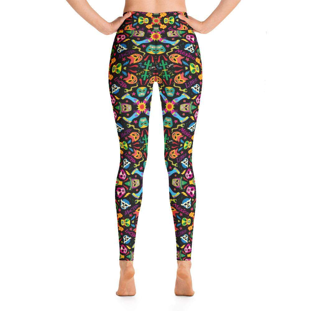 Mexican wrestling colorful party Yoga Leggings-Yoga leggings