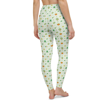 Celebrate Saint Patrick's Day in style All-over print Yoga Leggings. Back view
