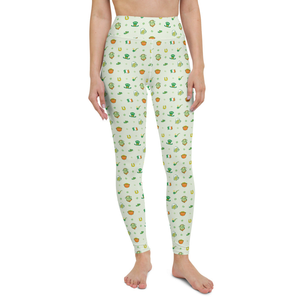 Celebrate Saint Patrick's Day in style All-over print Yoga Leggings. Front view